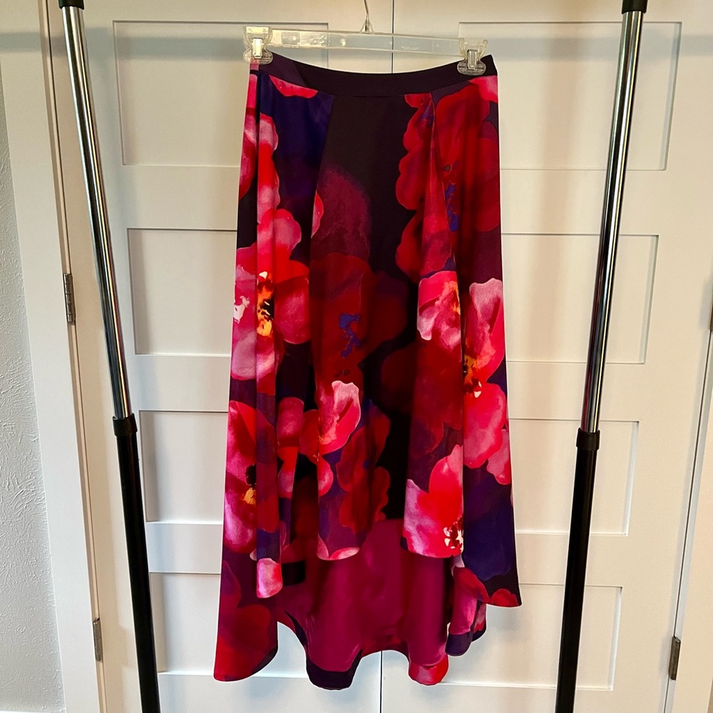 BADGLEY MISHKA BELLE High Low Skirt Quality Luxury Fashion Pink Floral Dress EUC